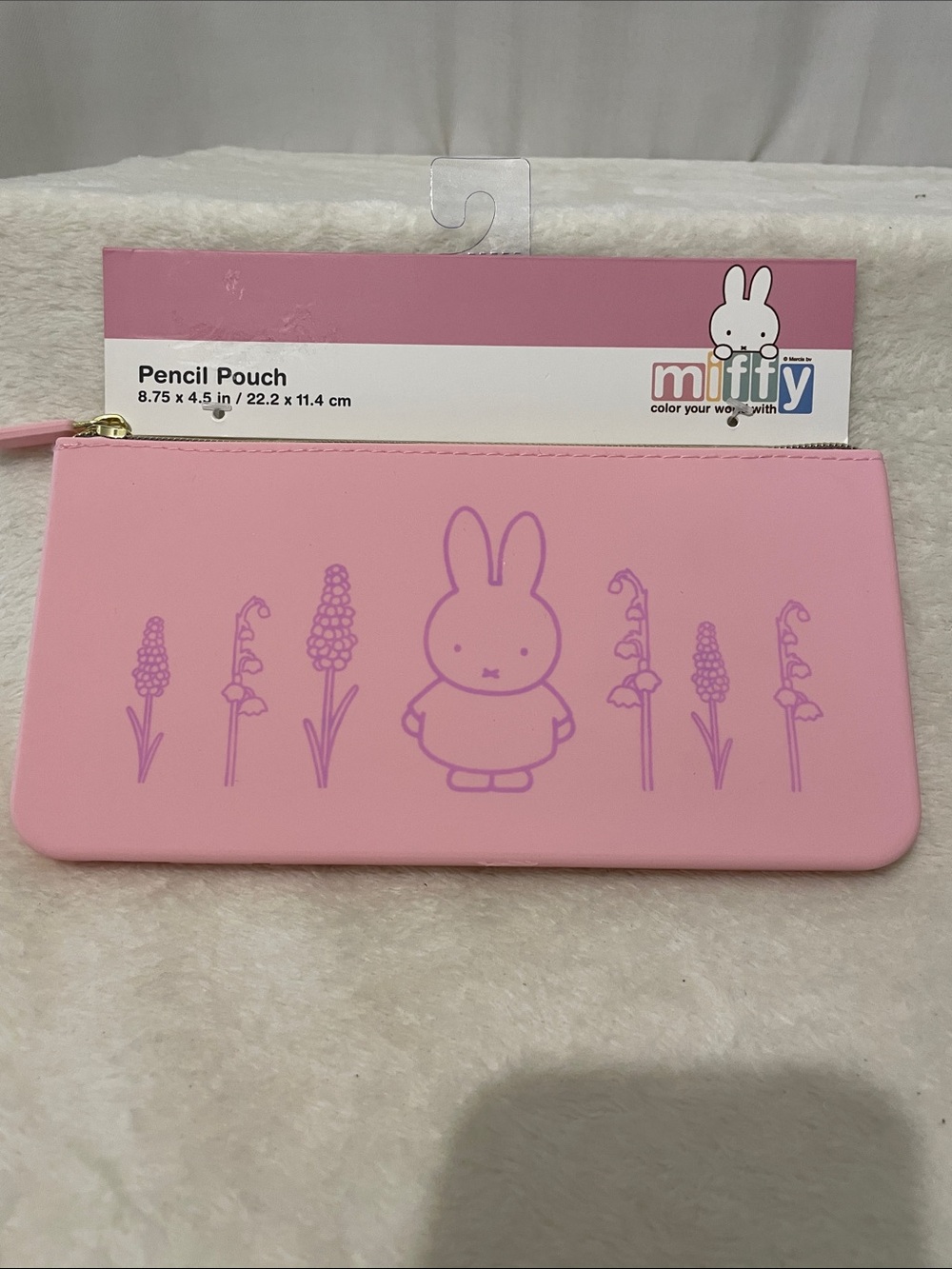 miffy Pink Pencil Pouch with Lavender Motif